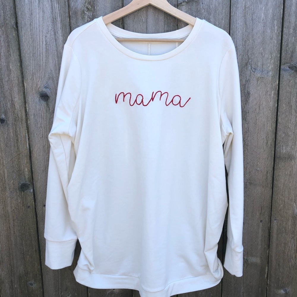 Maternity “Mama” Cream Sweatshirt